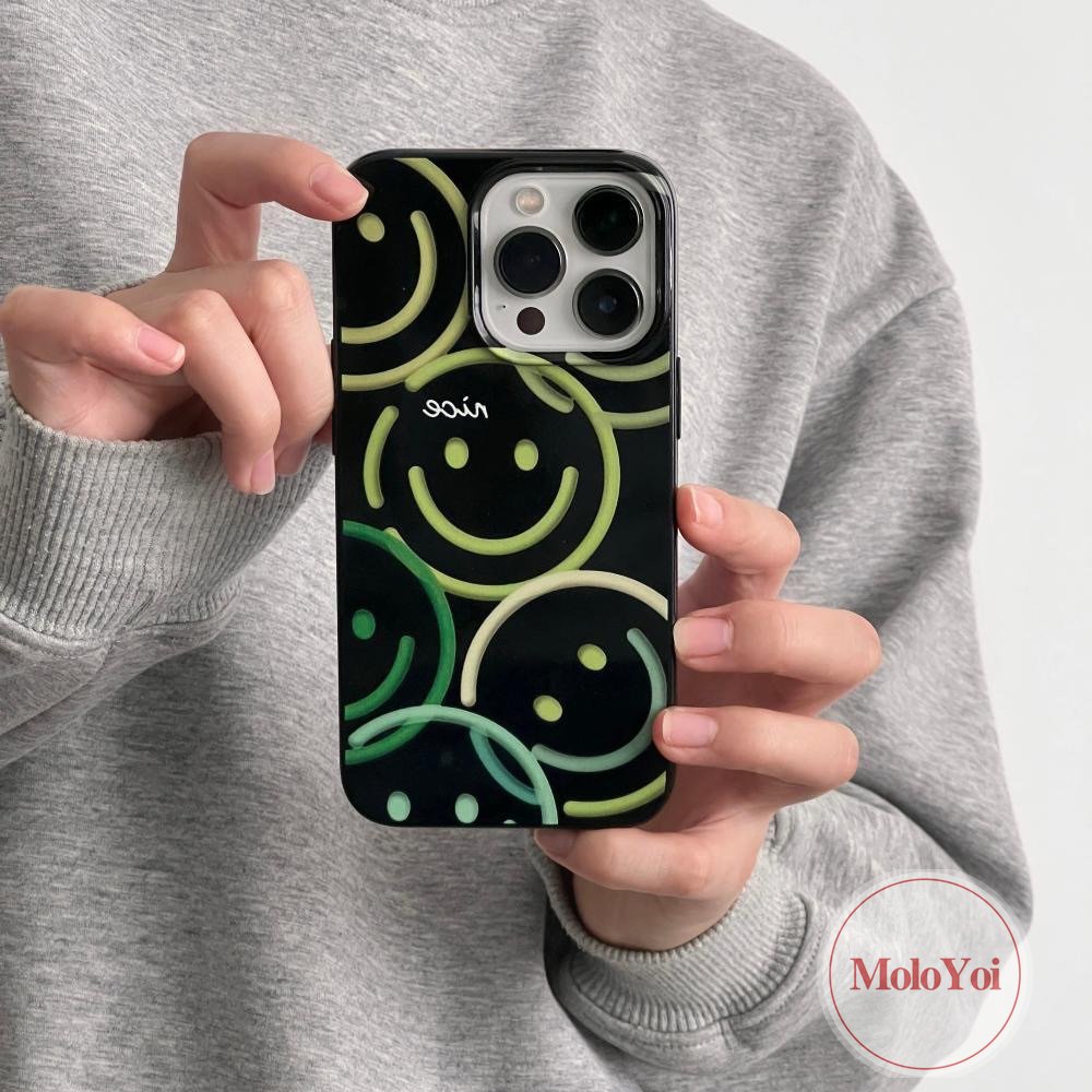 IPHONE Casing Ponsel Kompatibel Untuk Iphone14 13 11 12 Pro Max7 8 Plus XR 7plus X XS Max SE 2020 Imut Love Hati Kartun Pink Cherry Smiley Shockproof Glossy Halus Keren Hitam Soft Cover