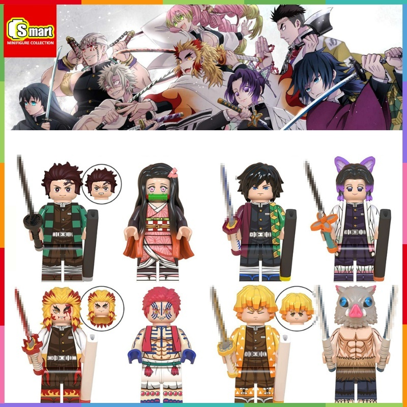 Boneka Mini Demon Slayer Blade Ghost Killer Pillar Purgatory Kyoshouro Umo Tengen Zaomen Nezuko Rakitan Mainan Blok Bangunan