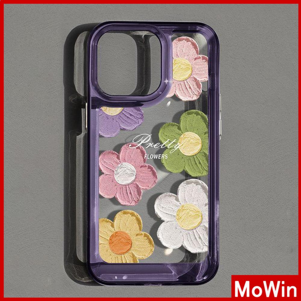 For iPhone 14 Pro Max iPhone Case Acrylic Hard Case HD Clear Case Plating Button Shockproof Purple Flower Black Compatible For iPhone 13 Pro max 12 Pro Max 11 xr 7plus 6splus