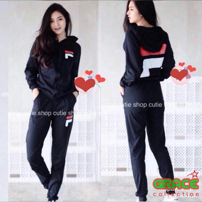 SETELAN JAKET HOODIE 2IN1 FF 2 WARNA | SET HOODIE CELANA SPORTY | SETELAN TRAINING WANITA MT16