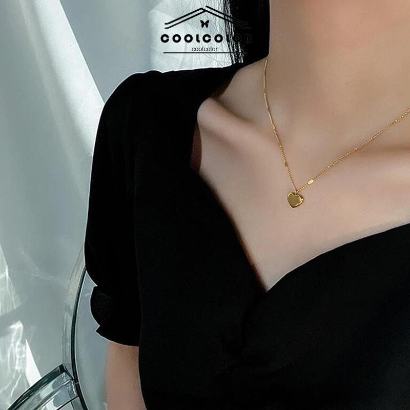 COD❤️Kalung Rantai Liontin Hati Bahan Logam Warna Emas Untuk Wanita- cl