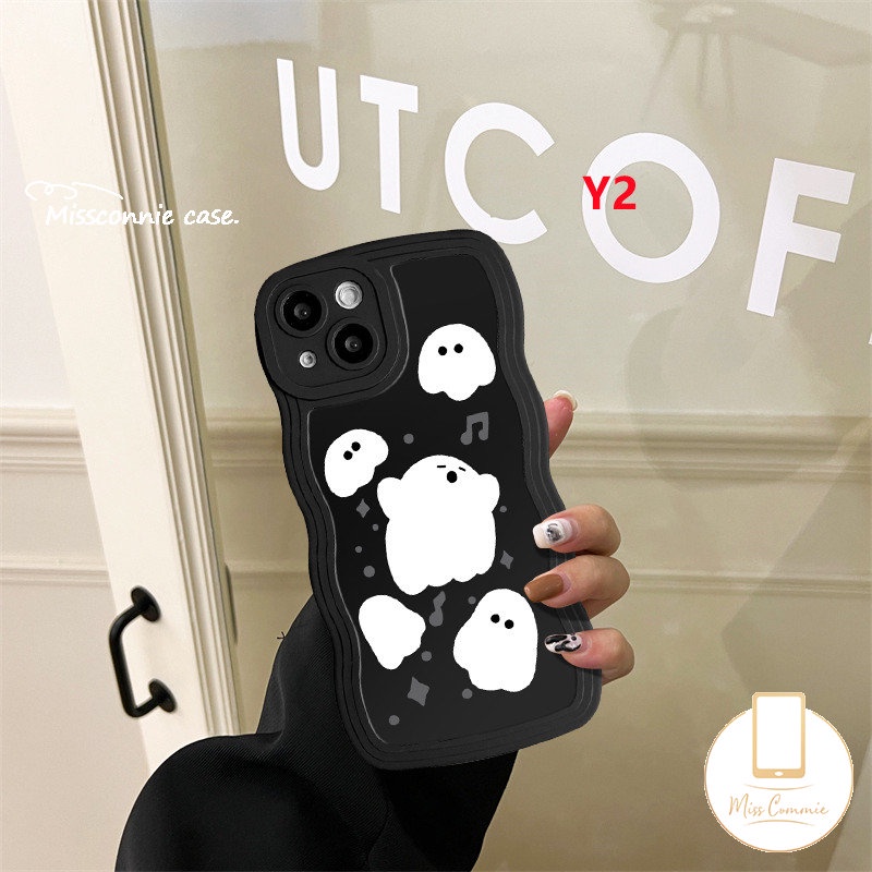 Casing Frame Bergelombang Untuk OPPO A95 A16 A15 A78 A17 A96 A53 A52 A5s A16K A57 A77s A1k A5 A16s A12 A54 A74 A55 A17K A3s A9 A76 A7 Reno 8T 8Z 7Z 8 7 6 A77 Soft Tpu Lucu Sarung Hitam Ghost