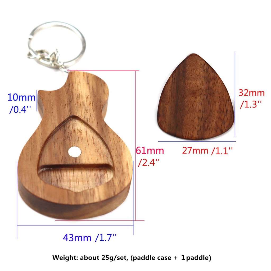 1buah 10mm Bentuk Gitar Kayu Solid Gesper Magnetik Adsorpsi Paddle Storage Dengan Dayung Tunggal