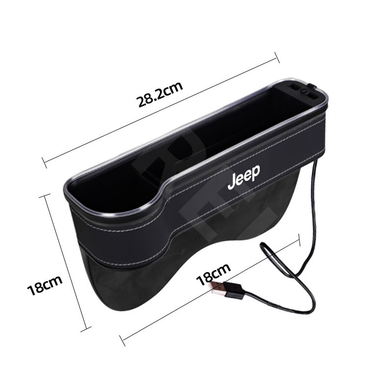 Jeep Kotak Penyimpanan Celah Jok Mobil LED Dengan port charging Seat Side Gap Slit Pocket Storage Untuk Kompas Renegade2022 Willys Wrangler jk Cherokee xj