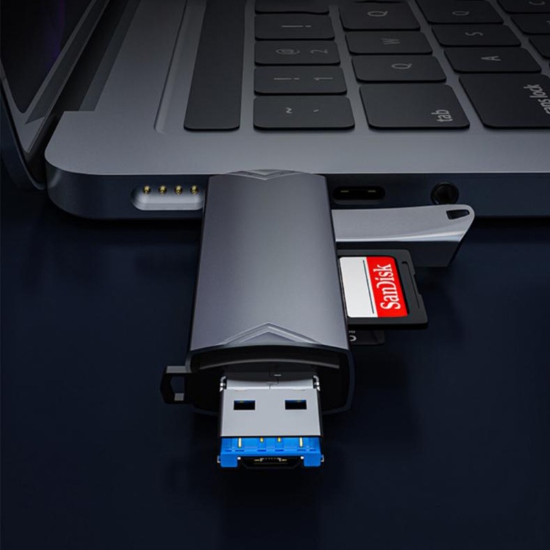 Btsg 6-IN-1 USB3.0 Card Reader Hubs USB3.0 &amp; Type-C Ke SD TF Card Reader Aluminium
