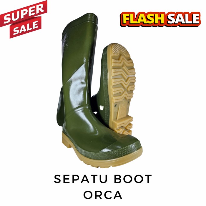 Sepatu Boot Orca Karet PVC Original Ap Orca Green Hijau Safety Sepatu