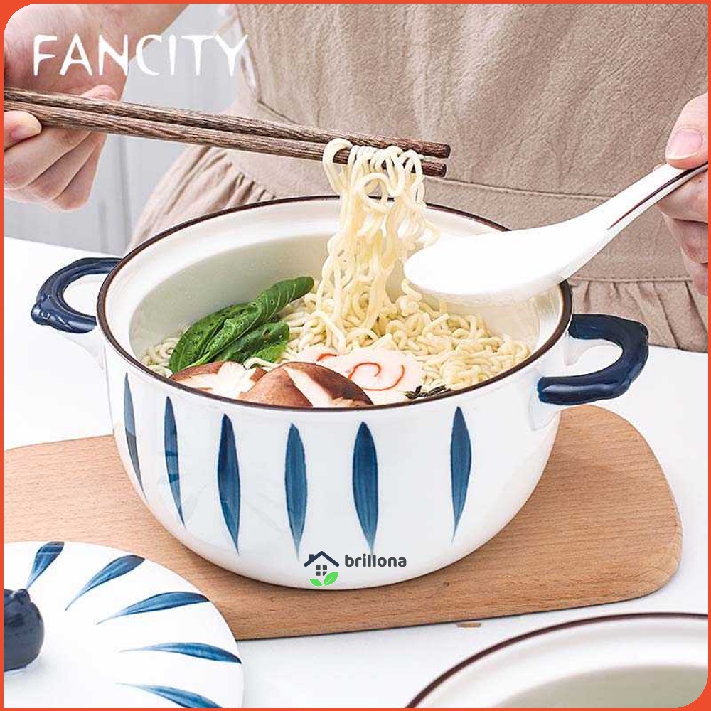 FANCITY Mangkok Keramik Bowl Japanese 20.5 cm Model Stripe - TY-745