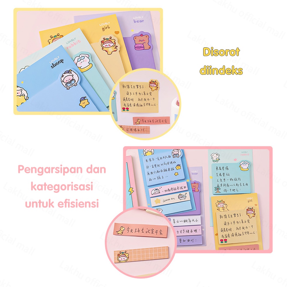 Lakhu Sticky Notes / Pembatas Buku Karakter Lucu/Memo Stick