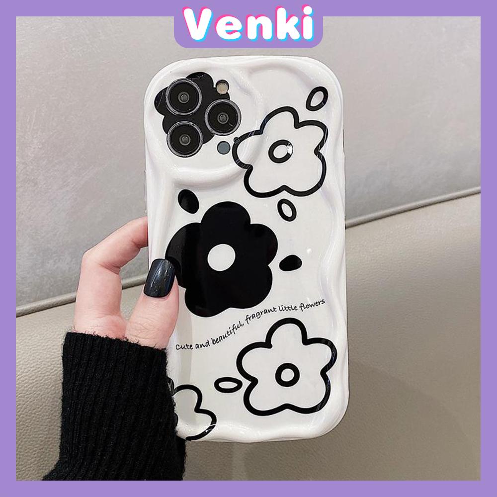 Case iPhone 11 Pro Max TPU Soft Case Glossy White Curved Wave Case Cute Flowers Camera Protection Shockproof For iPhone 14 13 12 11 Plus Pro Max 7 Plus X XR