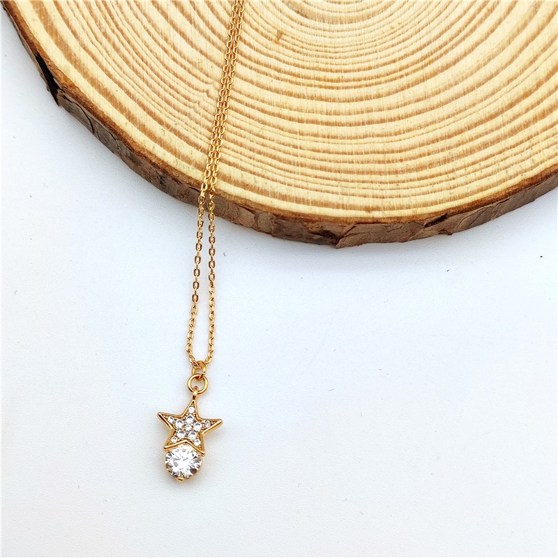 Zirkon Kalung Lady Necklace Bintang Berujung Lima Berlian Liontin Pasangan Hadiah Ulang Tahun Aksesoris Fashion