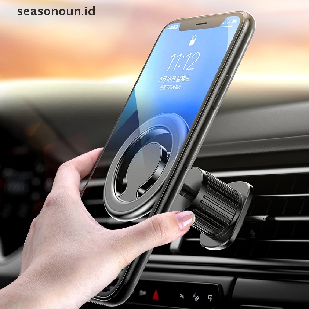 Seasonoun Metal Magnetic Car Phone Holder Lipat Magnet Mount Handphone Stand Ponsel GPS Support Strong Magnet Air Vent Phone Holder.