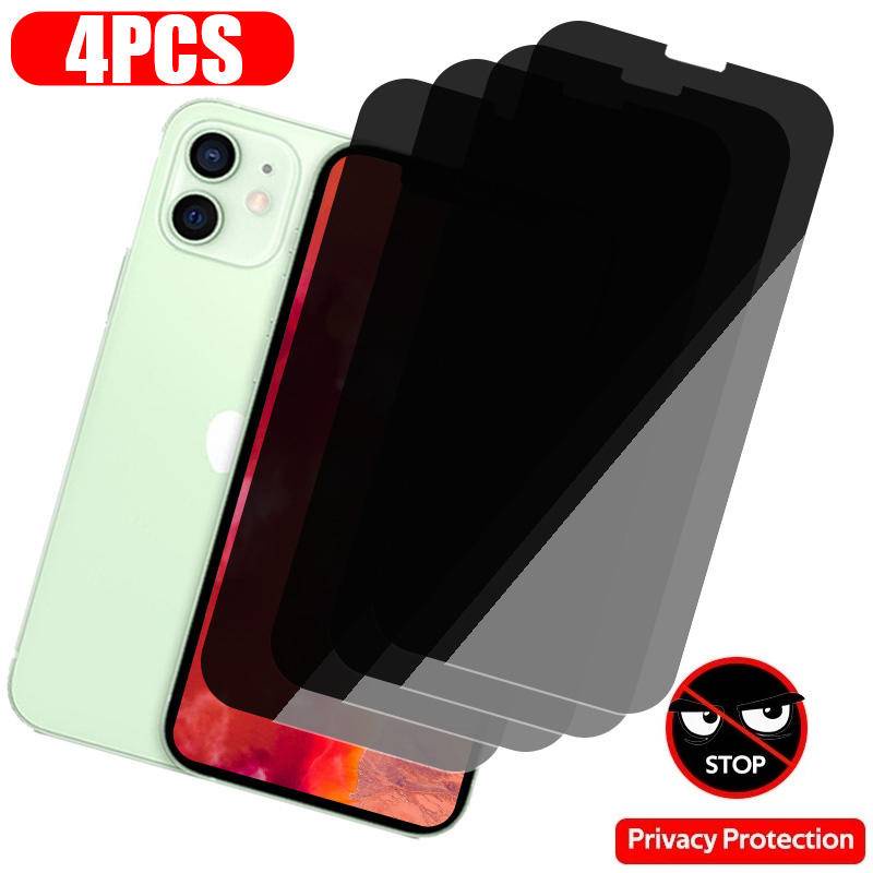 4pcs Kaca Tempered Anti spy Untuk Iphone14 13 12 11 Pro MAX Plus Mini Pelindung Layar Privasi Untuk iPhone X XS MAX XR 7 8 6 6S Plus SE 2022 2020 14Plus 13Mini 12Mini Kaca