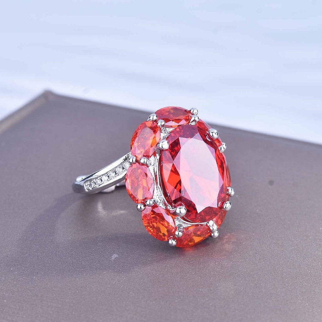 Goldkingdom Fashion Perhiasan Aksesoris Ready Stock Mewah Cadenza Harta Garnet Merah Cincin Yang Dapat Disesuaikan Kreatif Burung Merpati Merah Bentuk Telur Karat Besar Pertunangan Cincin Untuk Wanita