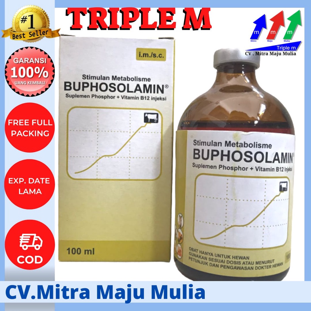 BUPHOSOLAMIN 100 ml - Vitamin Hewan Stimulan Metabolisme B12 &amp; Phospor Buphosalamin