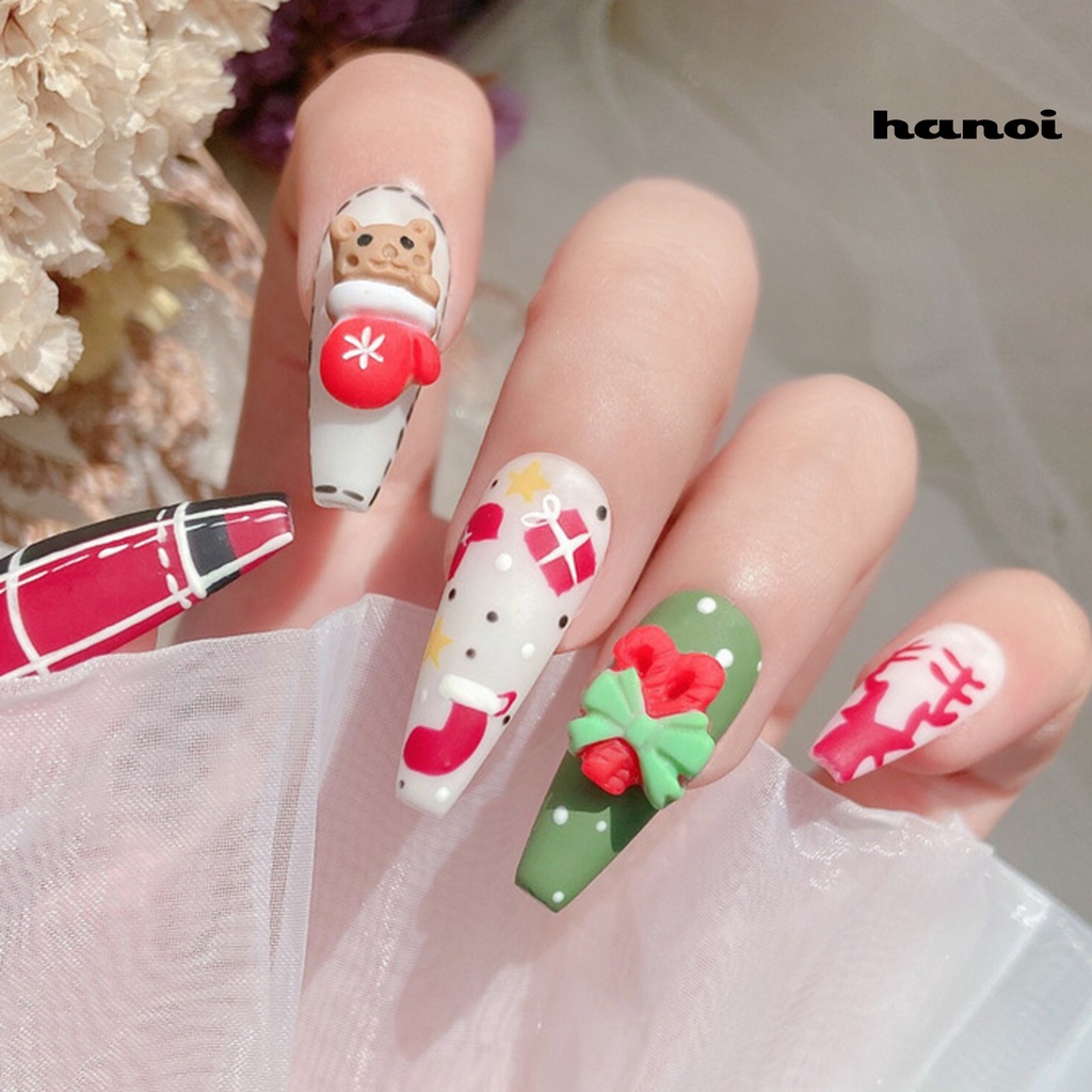 Hi 10Pcs Manicure Decor Pasta Indah Mudah Indah Tiga Dimensi Ramah Lingkungan DIY Resin Natal Elemen Hiasan Kuku Untuk Anak Perempuan