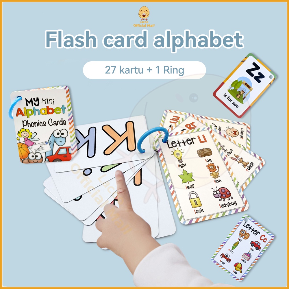 Lacoo Flash card huruf Mainan edukasi flashcard kartu pintar anak 27pcs