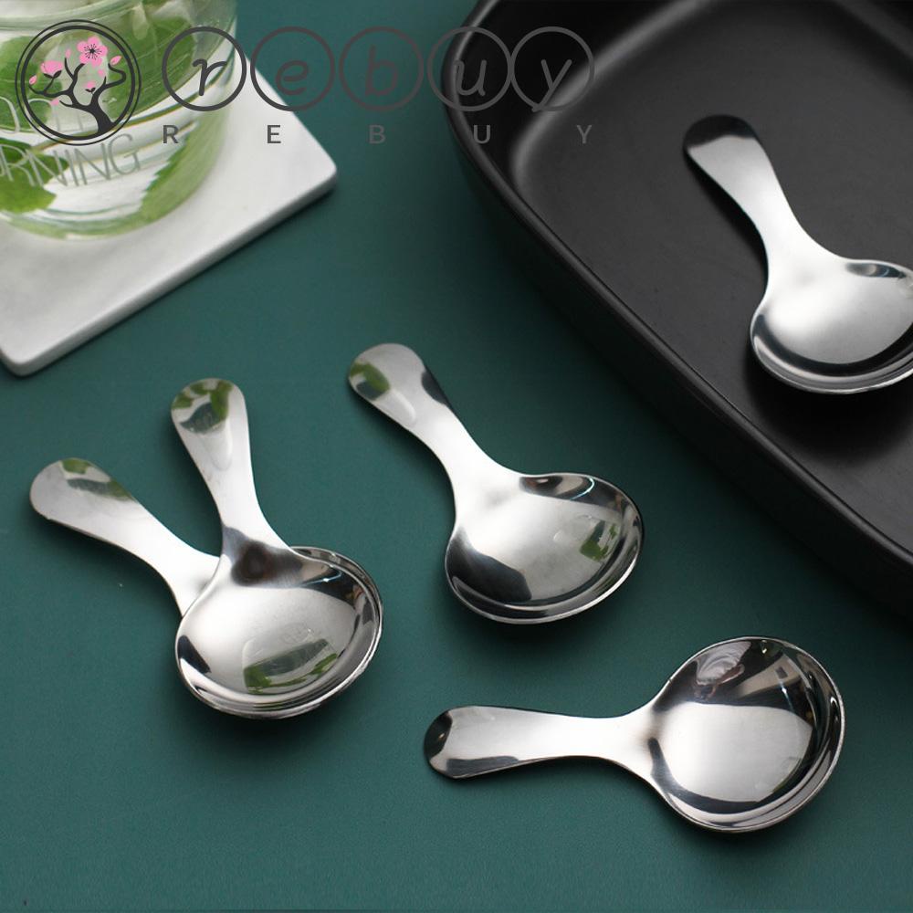 REBUY Mini Coffee Spoon Short Handle Coffeeware Teaspoon Small Stainless Steel For Kid Children Dinnerware Condiment High Quality Stirring Spoon