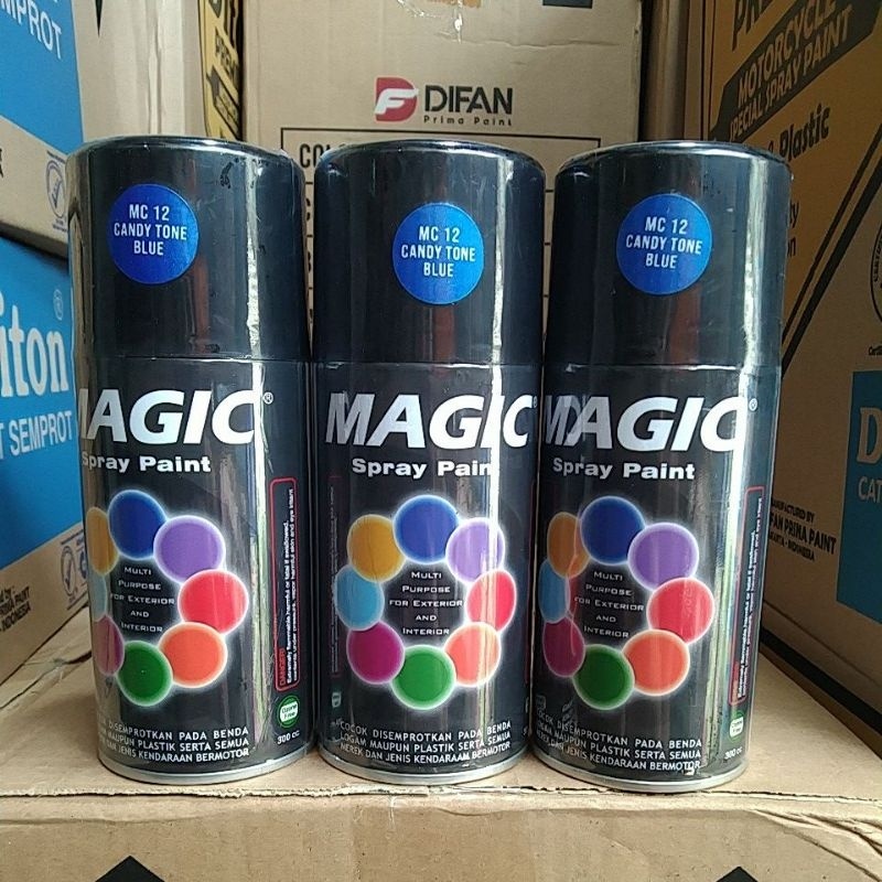 cat semprot pilok pilox magic spray paint magic candytone blue mc12 MC 12 candy tone blue biru bening 300cc