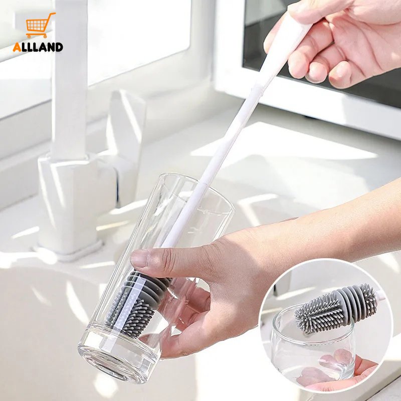 Sikat Cuci Gelas Silikon TPR Gagang Panjang/Isolasi Dapur Botol Gelas Cup Ada Ruang Mati Cleaning Brush