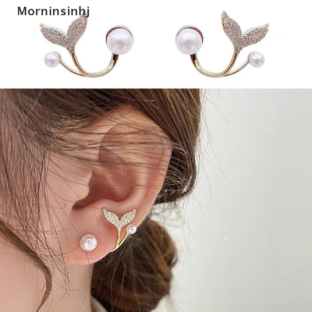 Mornin New Arrival Stud Earrings Fashion Ikan Ekor Logam Wanita Klasik Musim Semi Panas Bunga Mutiara Lucu Elegan Perempuan Trendi Perhiasan id