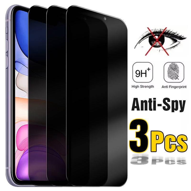 3pcs Privasi Pelindung Layar Nyala Untuk iPhone 14 13 12 11 Pro MAX Plus Kaca Anti Mata Mini Untuk iPhone X XS MAX XR 7 8 6 6S Plus SE 2022 2020 14Plus 13Mini 12Mini Tempered Glass