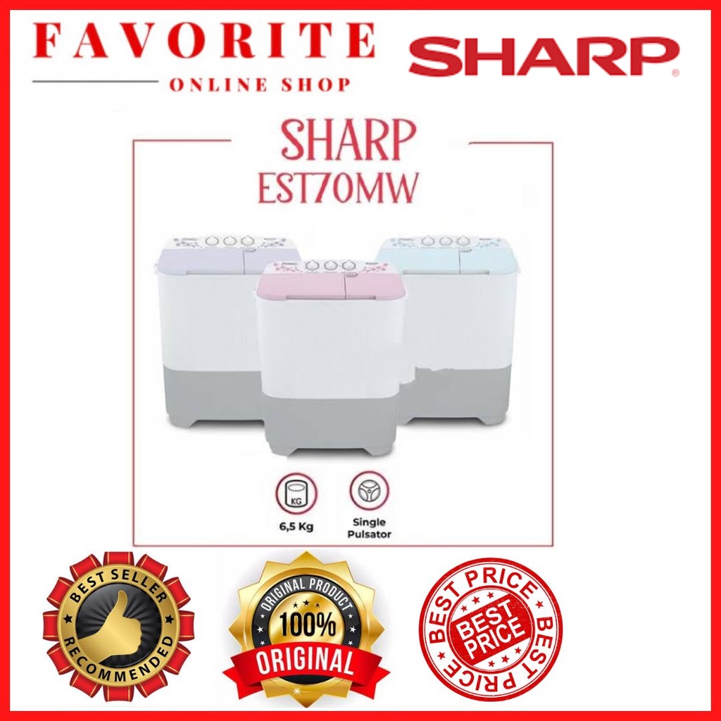 MESIN CUCI SHARP 70MW SHARP MESIN CUCI EST 70 MW 7KG 2 TABUNG 70MW 7KG