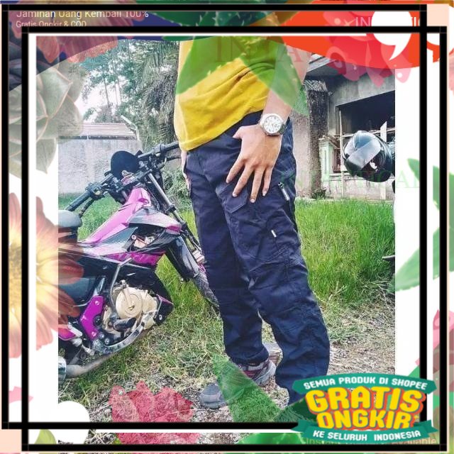 Celana Panjang Pria Biru Dongker  Navy Tactical Blakhawk cowok cargo gunung PdL Brimob TNI POLISI / 