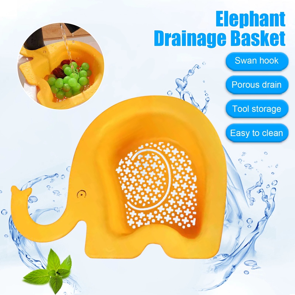 ღ Dapur Wastafel Drain Keranjang Kreatif Gajah Wastafel Saringan Buah Sayur Rak Keranjang Dapur Sisa Wastafel Multifungsi Menguras Keranjang