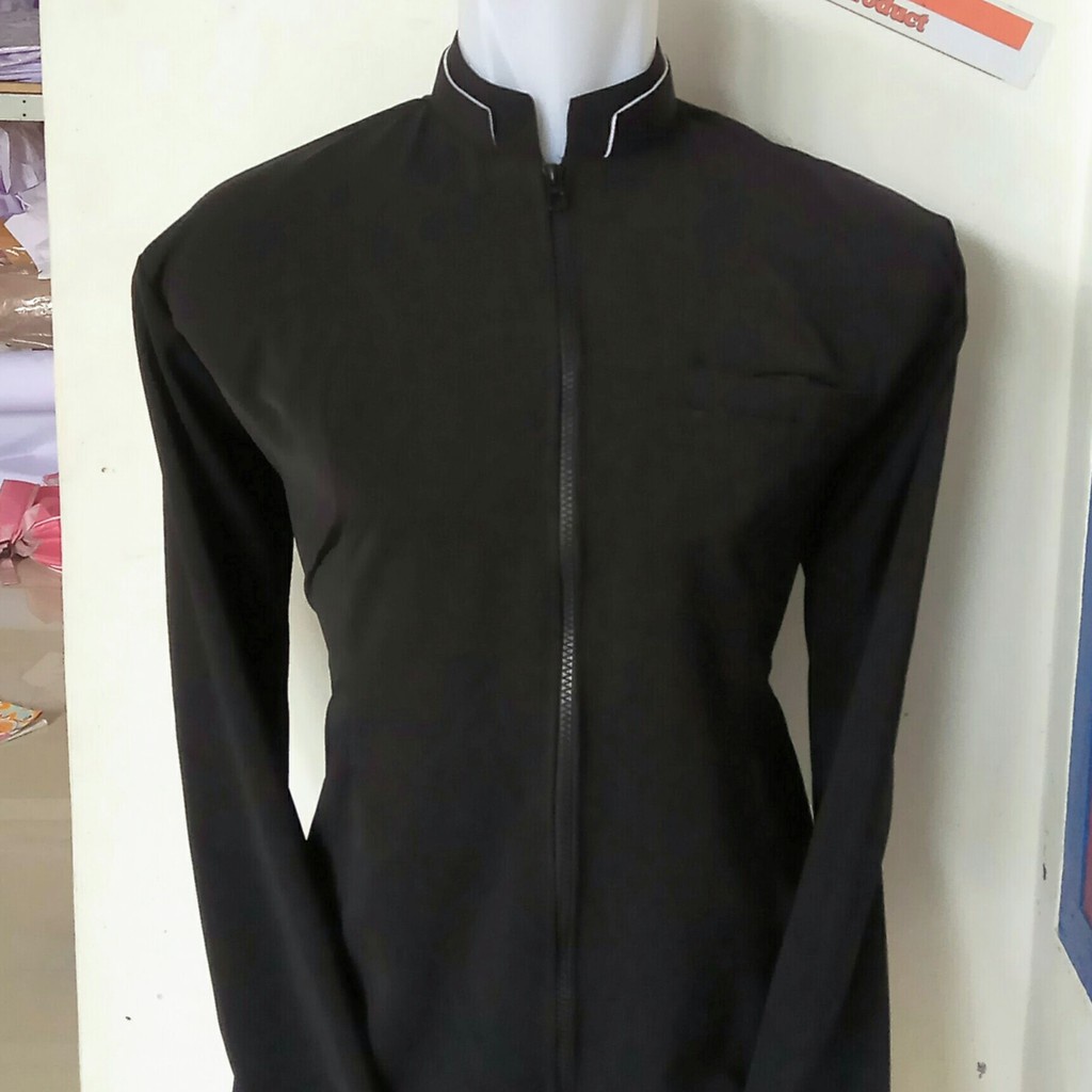 Jasket Jaket Ziper Depan Kerah Dobel Bahan Hightwis Koko