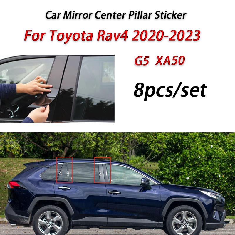 Toyota Rav4 Hitam Glossy Jendela Pintu Mobil Kolom Tengah B C Tiang Pilar Stiker Lis Cermin Dekorasi Film Untuk Rav4 G3 XA30 G4 XA40 G5 XA50 Aksesoris