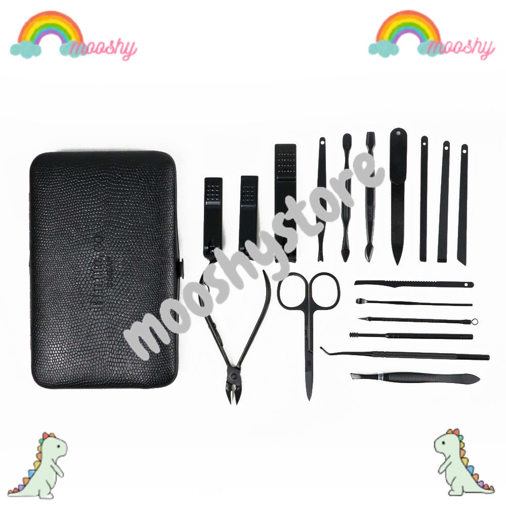 Mooshy Beauty Nail Art Set Alat Manicure Pedicure 18 PCS Black - MS1C545AP