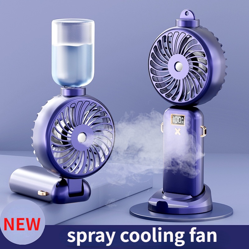 Kipas Mini Lipat Genggam digital display fan Aromaterapi spray cooling fan humidification desk top neck Kipas Kecil