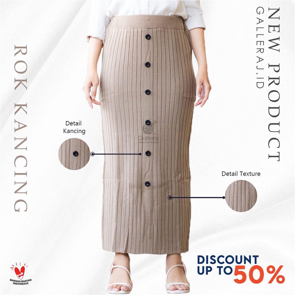 ROK RAJUT PREMIUM-ROK SPAN RAJUT-ROK RAJUT KNITTED-ROK RAJUT IMPORT-ROK SPAN RAJUT KANCING BELAHAN P