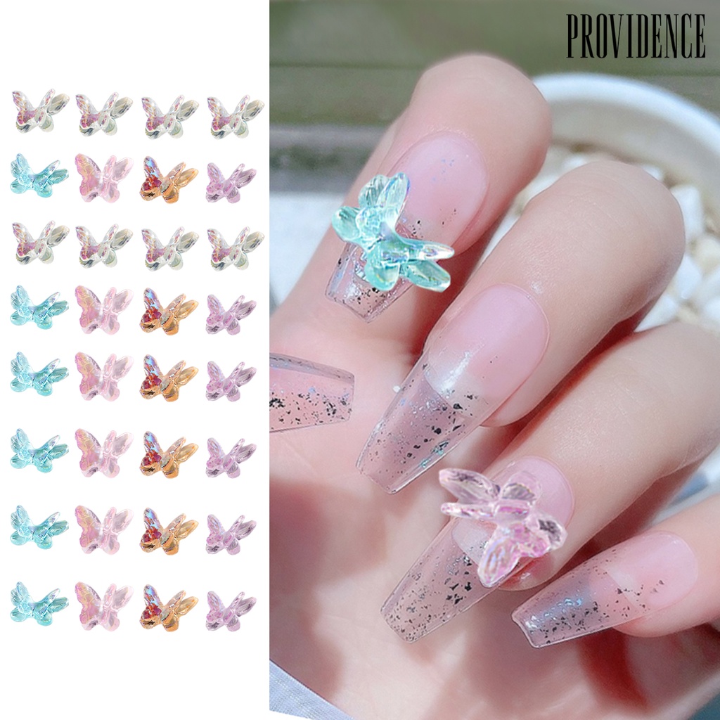 Providence 1tas Dekorasi Kuku Kupu-Kupu Bentuk Indah Warna Vibrant Realistis Mempesona Efek Visual Tidak Luntur 3D Butterfly Nail Art Ornamen Manicure Jewelry Perlengkapan Kuku