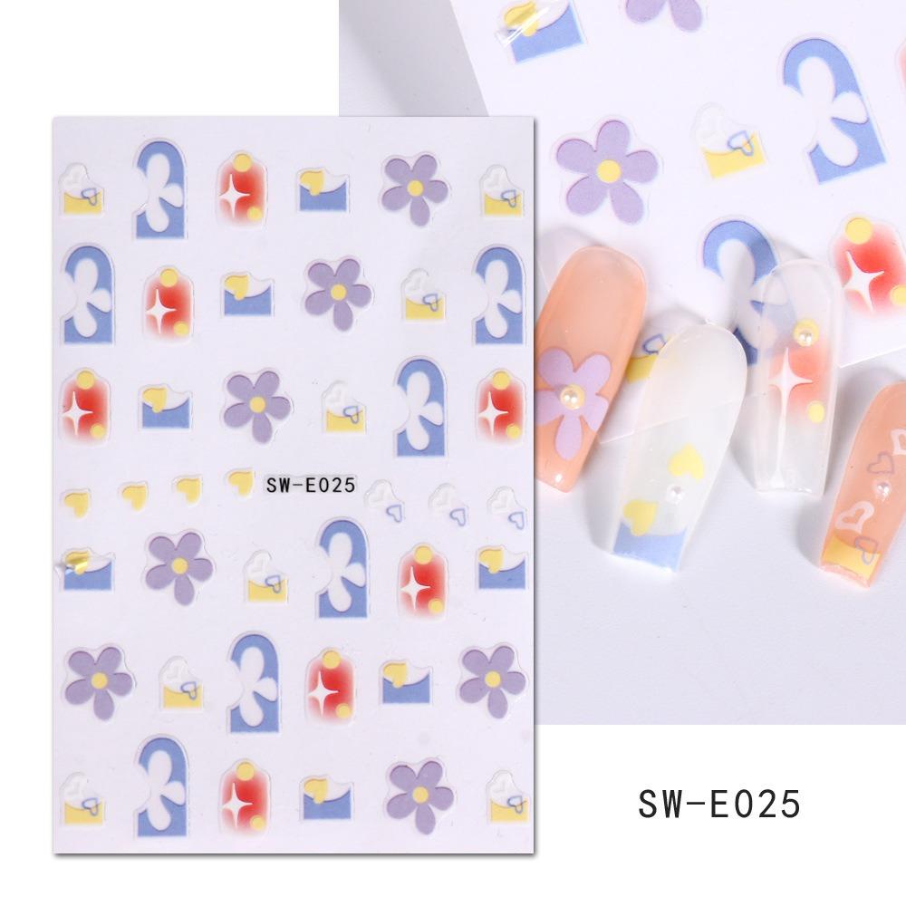 Mxbeauty Stiker Kuku Kartun Warna-Warni Ins Gaya Cinta Hati Fashion Dekorasi Kuku Perekat Diri