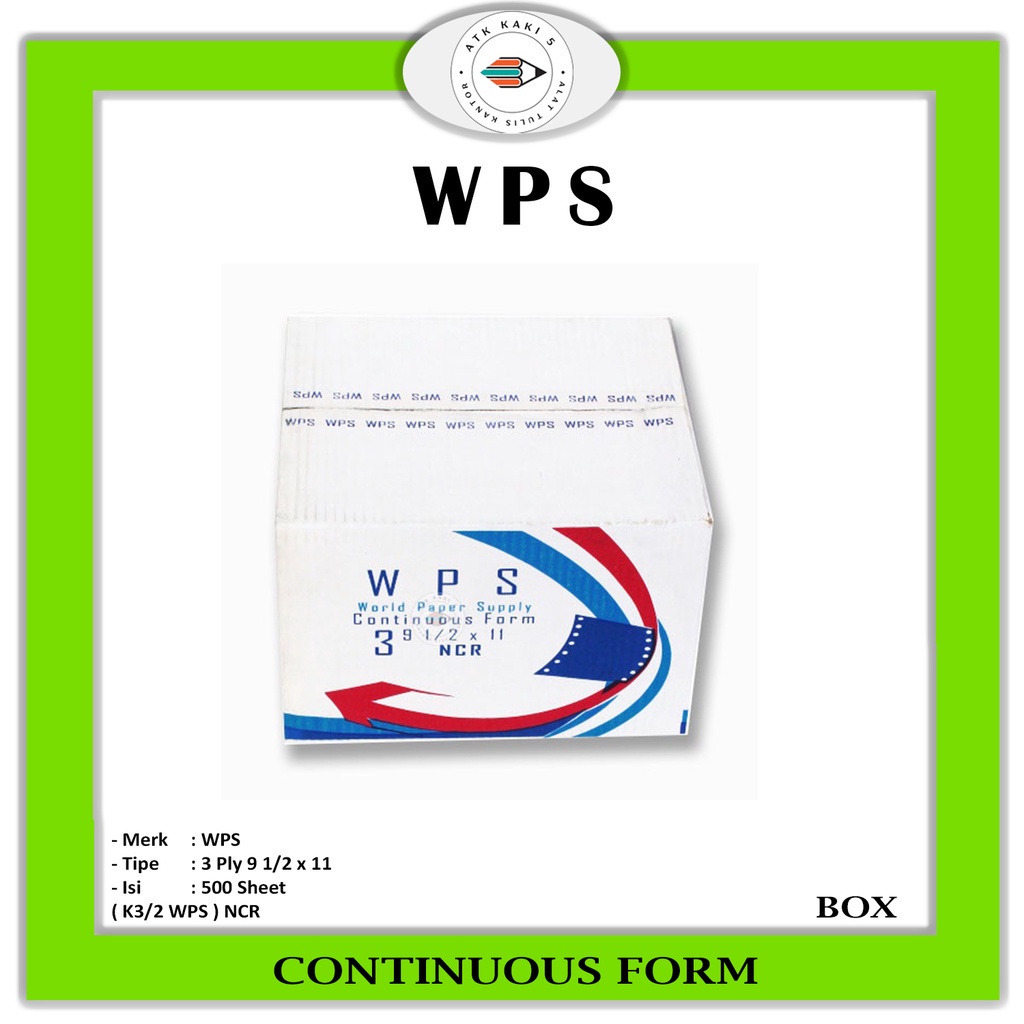 

WPS - Continous Form 91/2 x 11 3 Ply ( K3/2 WPS ) NCR - Box