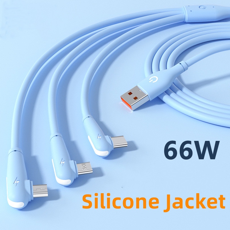 3in1 Silikon Siku Micro USB Tipe C L 3kabel Cas USB Charge Cepat Untuk iPhone