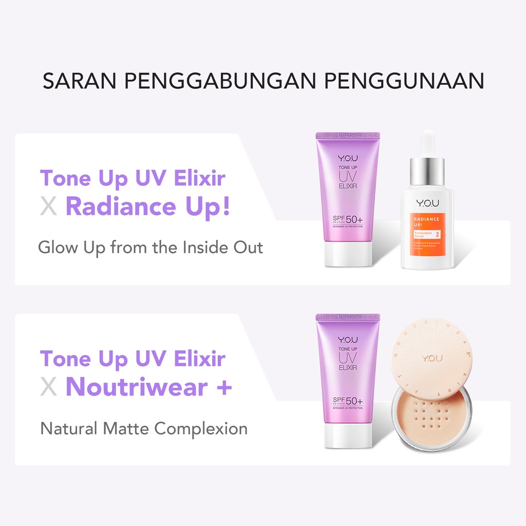 [BPOM] YOU Tone Up UV Elixir Hyaluronic Acid SPF 50+ PA++++ Sunscreen | Mencerahkan Menghidrasi Kulit
