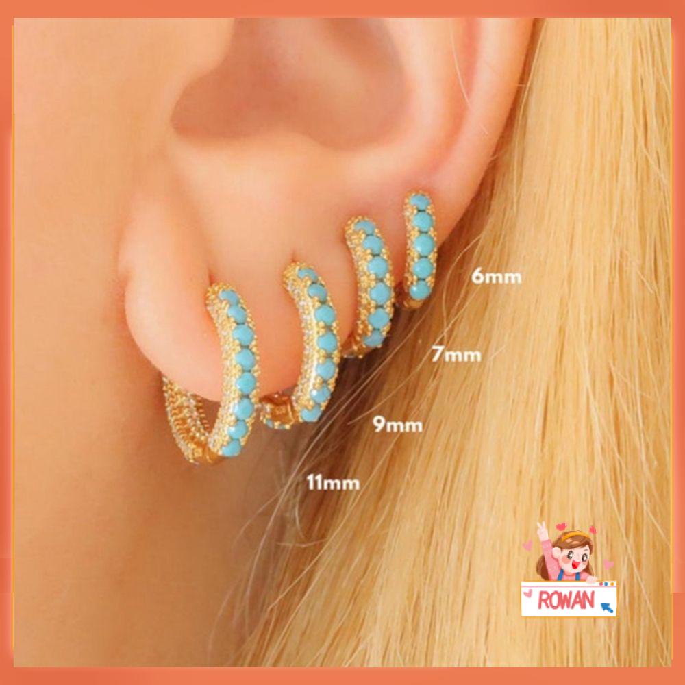 R-bunga CZ Anting Wanita Pria Fashion Perhiasan Cincin Hidung Pirus Anting Hoop Huggie Hoop Earring Perhiasan Tubuh CZ Telinga Tindik