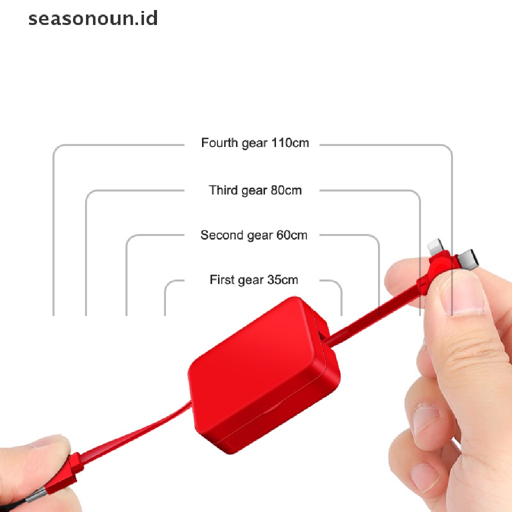 Seasonoun 3in1 Retractable 8pin/USB Type C/Kabel Micro USB Untuk iPhone14 13 Pro 1m Charger Ponsel Kabel Data Kable Dengan Stand Phone.