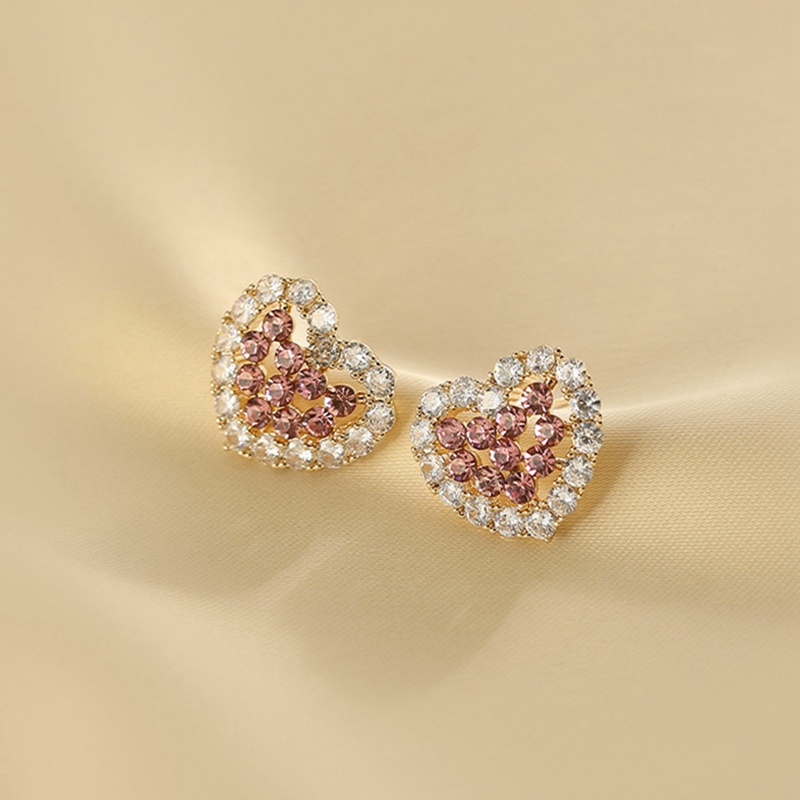 Anting Tusuk Hati Kristal Untuk Wanita925 Sterling Silver Needle Ear Bar Hypoallergenic Jewelry