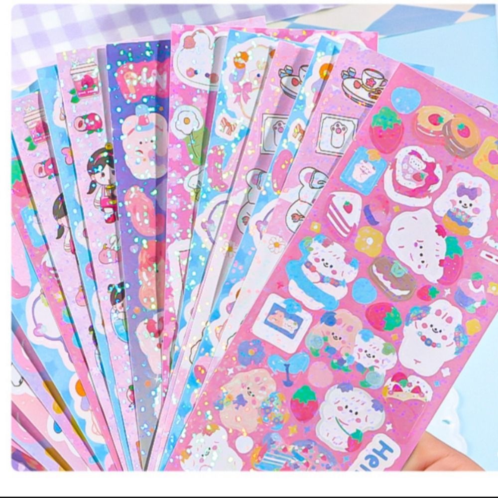 Lanfy Guka Stiker Set Mainan Anak Perempuan Hadiah Scrapbooking Stiker Tangan Bahan Akun DIY Kotak Penyimpanan DIY Keyring Goo Card Sticker Set