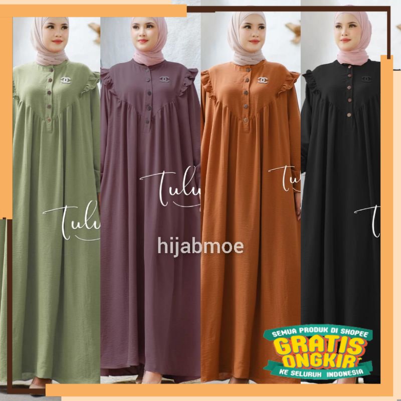 SERIES RAMADHAN RAYA 2023 Tulus Signature Afwa Dress / Maxi Wanita Premium Airflow Motif Polos LD 13