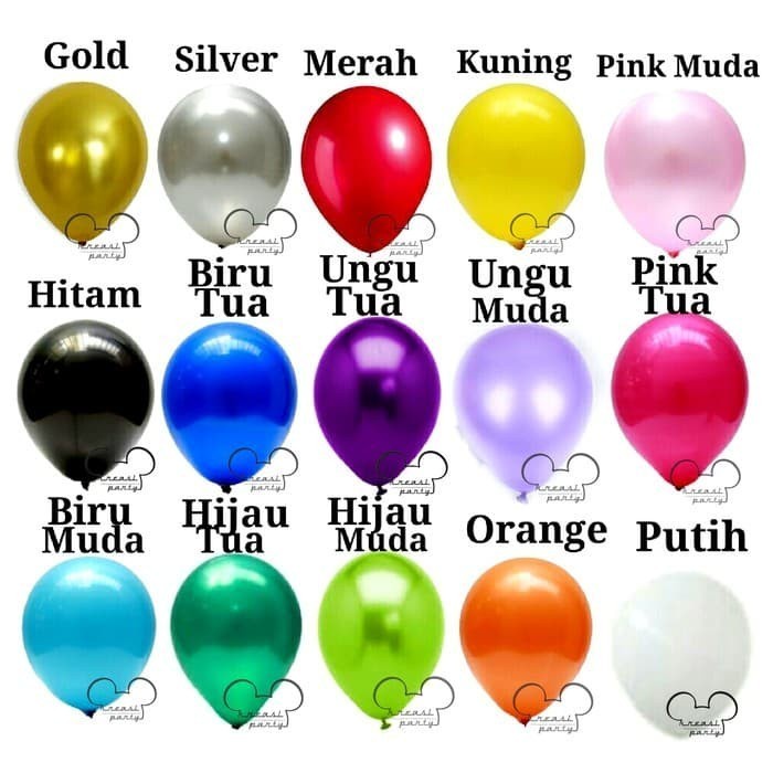 Balon Latex Metalik 1 pack isi 10 pcs