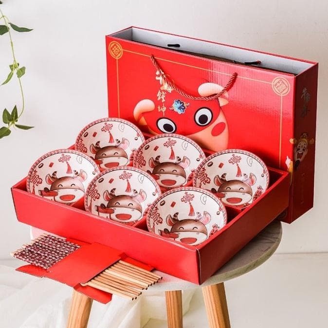 

⭐BISA COD⭐ Hampers Imlek Hampers Cny 2021 Box Imlek Gift Set Mangkok Keramik -