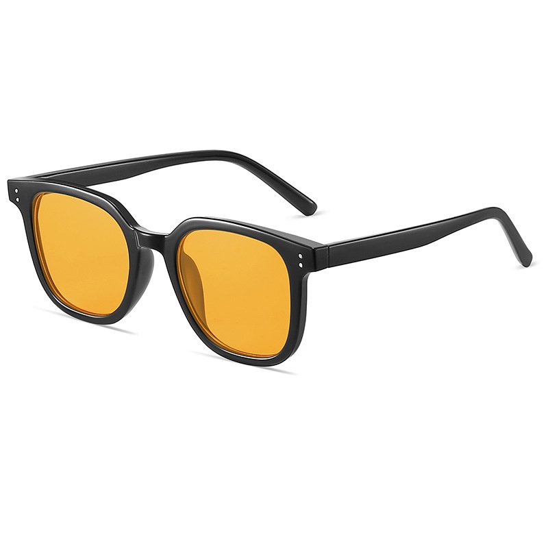 Papaozhu Stylish Brown Lens Black Square Frame Sunglasses Untuk Wanita Pria Kepribadian UV400 Protection Shades All-match Driving Eyewear