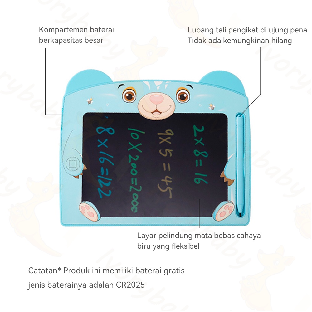 Ivorybaby lcd Writing drawing tablet karakter Papan tulis anak gambar Drawing pad cat bear