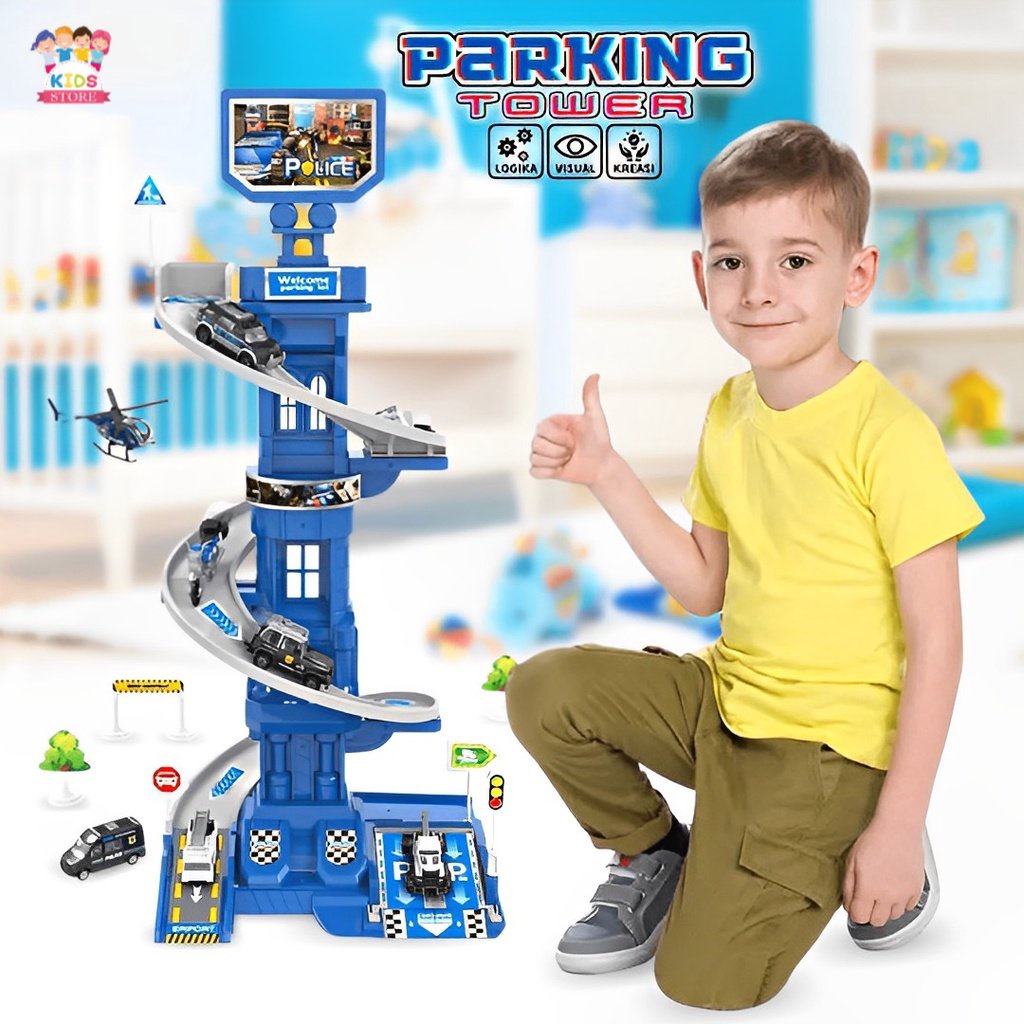 Diy Parking Lot Tower 1:64 | Mainan Anak Laki Laki Mobil Mobilan | Hadiah Ulang Tahun Anak Cowok