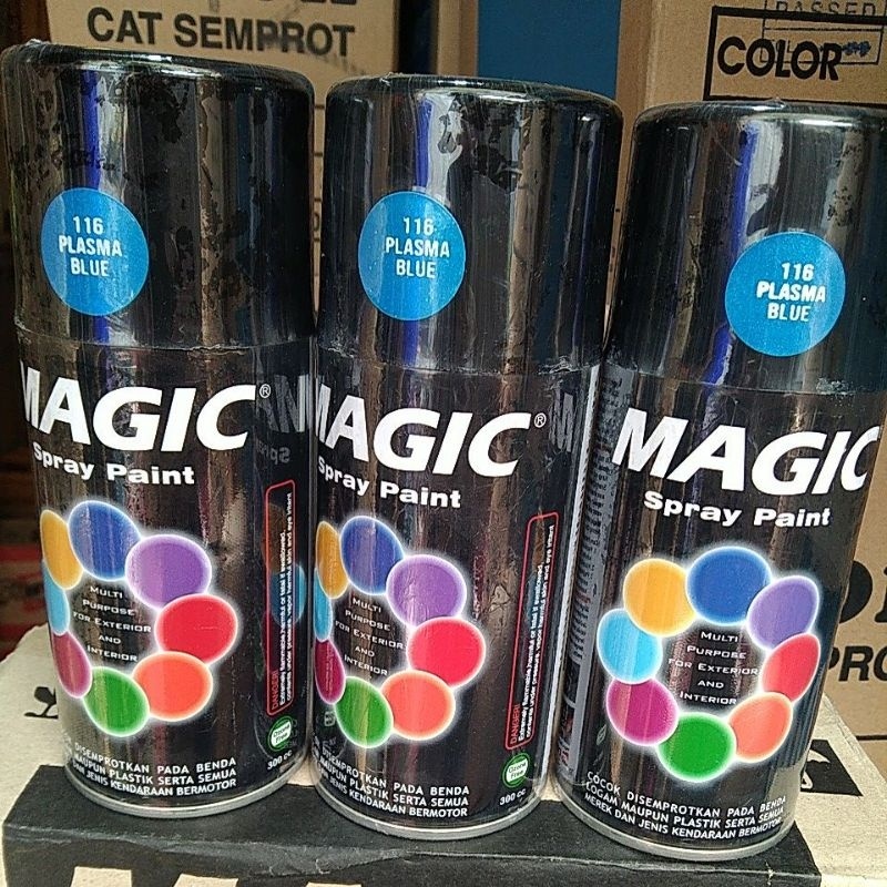 cat semprot pilok pilox magic spray paint magic plasma blue 116 300cc biru terang biru metallic metalik
