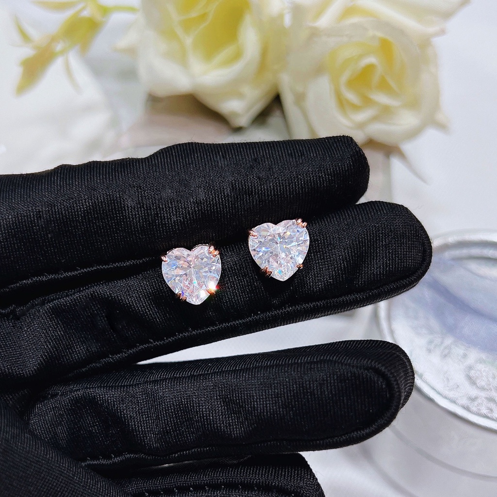 Goldkingdom Aksesoris Perhiasan Fashion Ready Stock Square Candy Earstuds Gelang Kristal Ins Desain Kecil Dan Mewah Kalung Permen Perempuan Rantai Klavikula Merah Muda Berlian Gelang